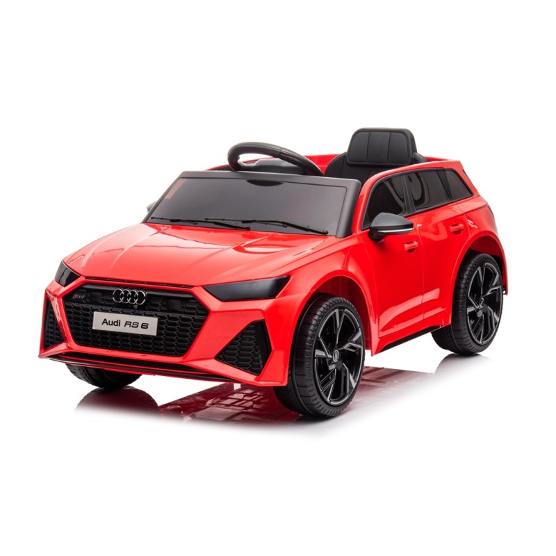 Auto Elettrica Macchina per Bambini 12V Audi RS 6 con Sedile Pelle e Telecomando – Variante Rosso