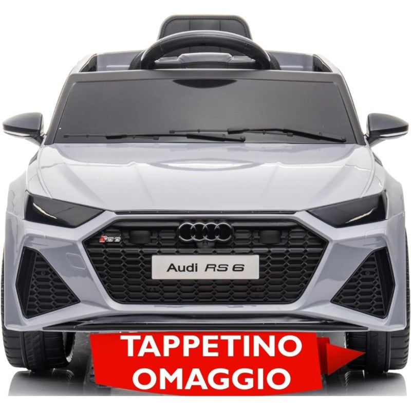 Auto Elettrica Macchina per Bambini 12V Audi RS 6 con Sedile Pelle e Telecomando - Grigio
