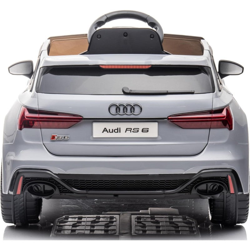 Auto Elettrica Macchina per Bambini 12V Audi RS 6 con Sedile Pelle e Telecomando – Variante Grigio