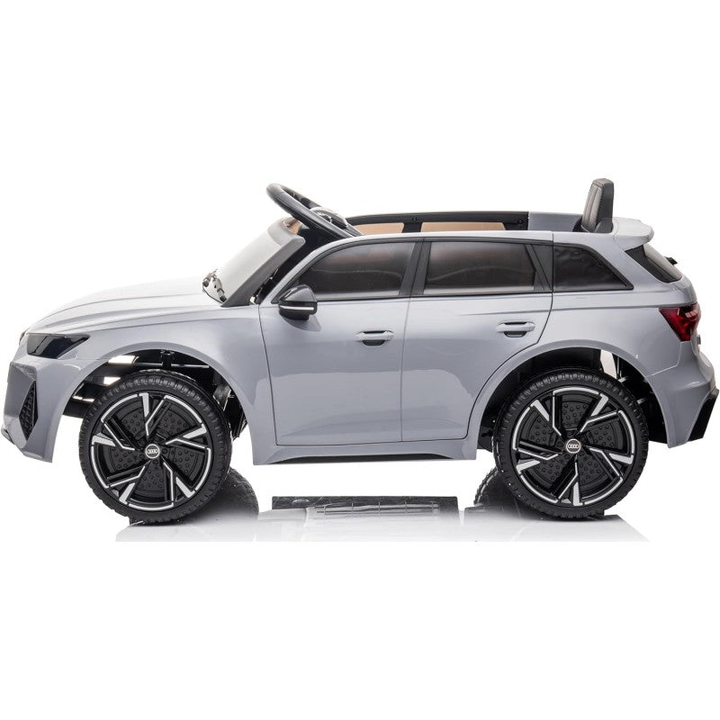 Auto Elettrica Macchina per Bambini 12V Audi RS 6 con Sedile Pelle e Telecomando – Variante Grigio