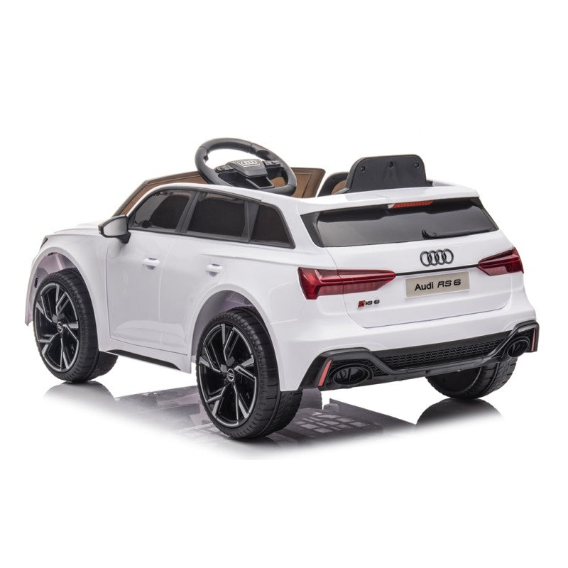 Auto Elettrica Macchina per Bambini 12V Audi RS 6 con Sedile Pelle e Telecomando – Variante Bianco