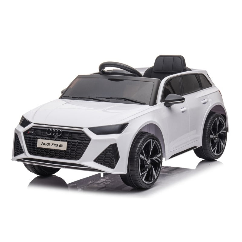 Auto Elettrica Macchina per Bambini 12V Audi RS 6 con Sedile Pelle e Telecomando – Variante Bianco