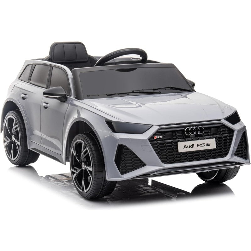 Auto Elettrica Macchina per Bambini 12V Audi RS 6 con Sedile Pelle e Telecomando – Variante Grigio