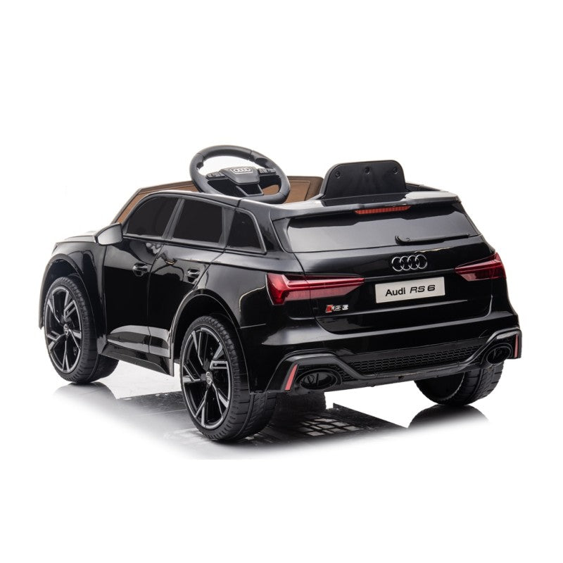 Auto Elettrica Macchina per Bambini 12V Audi RS 6 con Sedile Pelle e Telecomando – Variante Nero