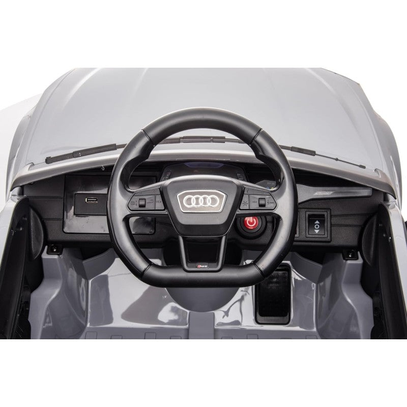 Auto Elettrica Macchina per Bambini 12V Audi RS 6 con Sedile Pelle e Telecomando – Variante Grigio
