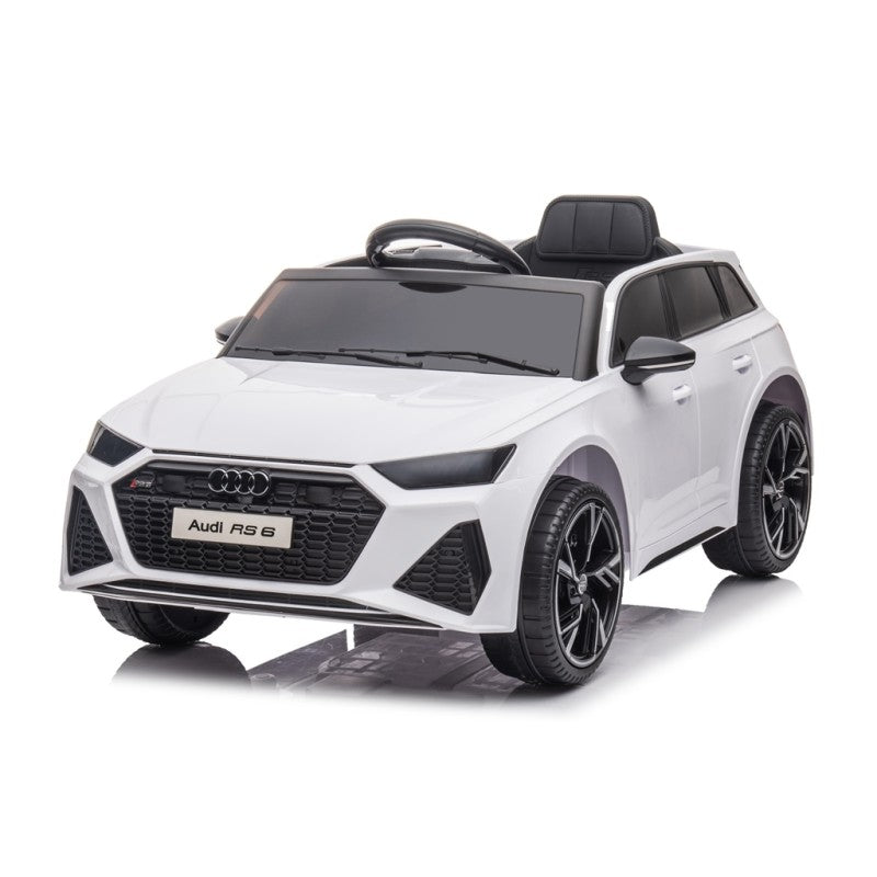 Auto Elettrica Macchina per Bambini 12V Audi RS 6 con Sedile Pelle e Telecomando – Variante Bianco
