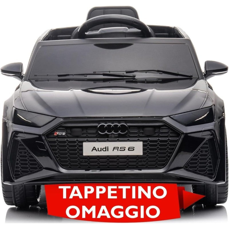 Auto Elettrica Macchina per Bambini 12V Audi RS 6 con Sedile Pelle e Telecomando - Nero