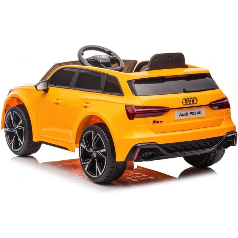 Auto Elettrica Macchina per Bambini 12V Audi RS 6 con Sedile Pelle e Telecomando – Variante Giallo