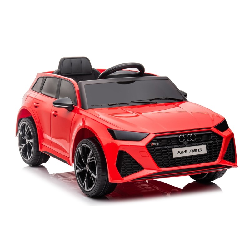 Auto Elettrica Macchina per Bambini 12V Audi RS 6 con Sedile Pelle e Telecomando – Variante Rosso