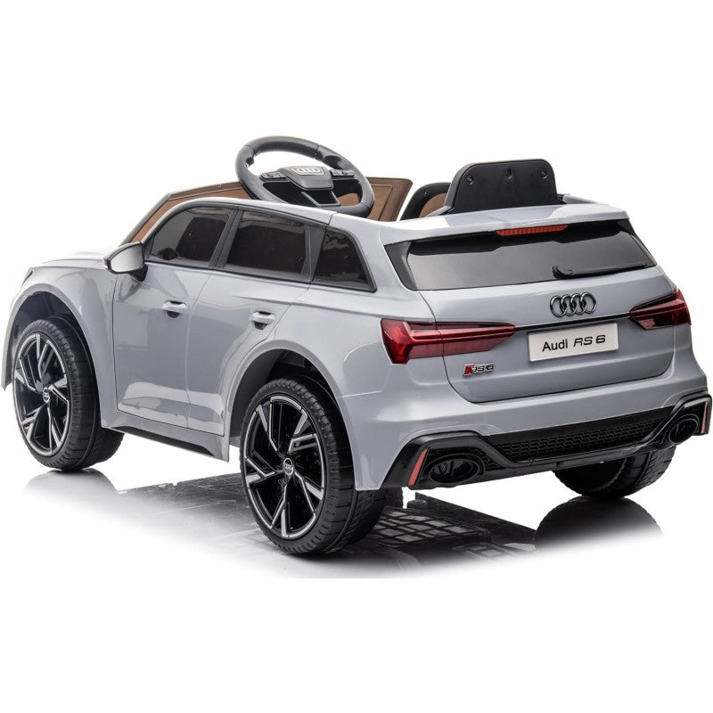 Auto Elettrica Macchina per Bambini 12V Audi RS 6 con Sedile Pelle e Telecomando – Variante Grigio