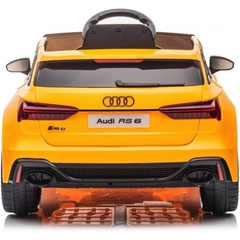 Auto Elettrica Macchina per Bambini 12V Audi RS 6 con Sedile Pelle e Telecomando – Variante Giallo