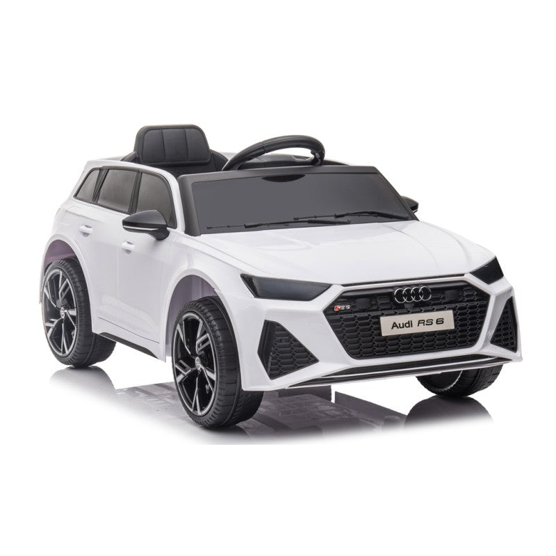 Auto Elettrica Macchina per Bambini 12V Audi RS 6 con Sedile Pelle e Telecomando – Variante Bianco
