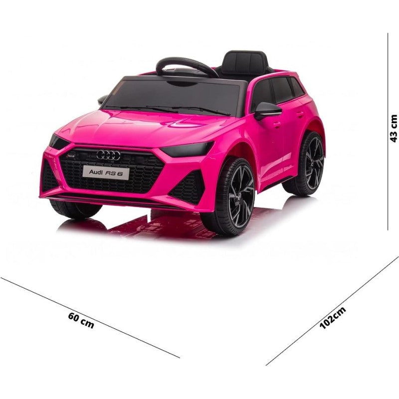 Auto Elettrica Macchina per Bambini 12V Audi RS 6 con Sedile Pelle e Telecomando – Variante Rosa