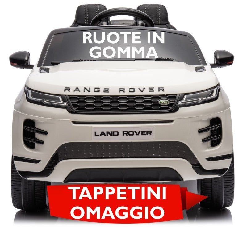 Auto Elettrica Macchina per Bambini 12V Range Rover Evoque con Ruote in Gomma e Tappetini Omaggio - Bianco