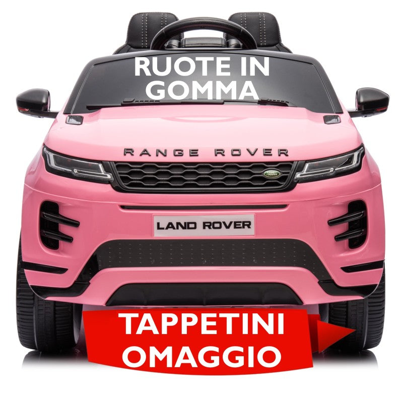 Auto Elettrica Macchina per Bambini 12V Range Rover Evoque con Ruote in Gomma e Tappetini Omaggio – Variante Rosa