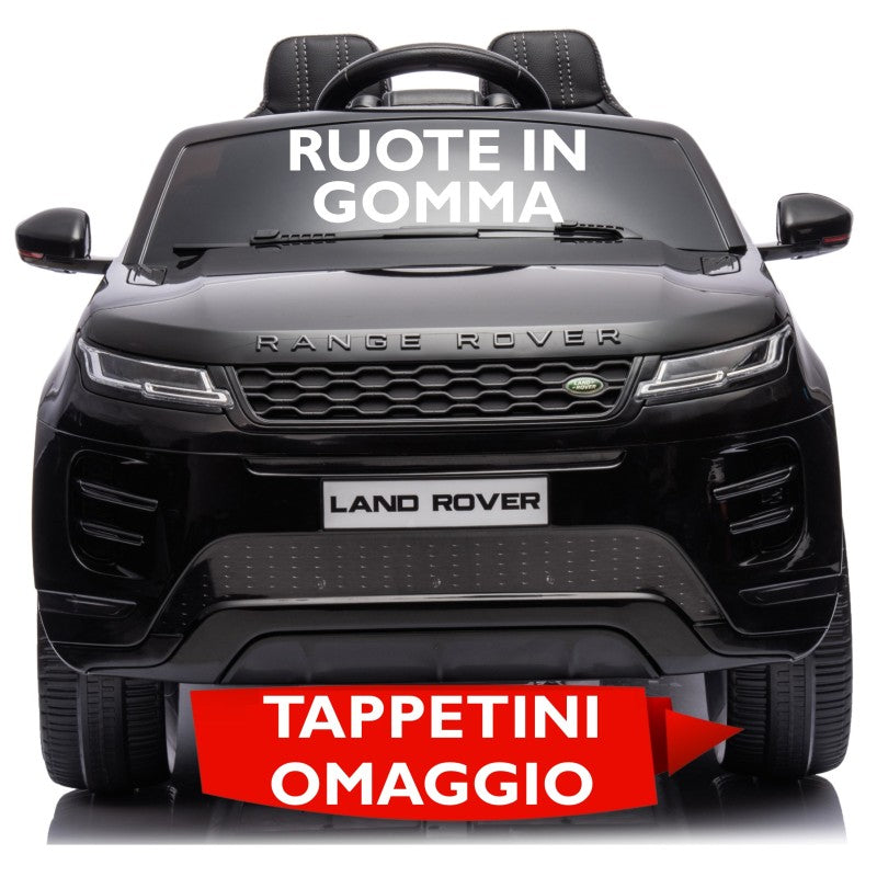 Auto Elettrica Macchina per Bambini 12V Range Rover Evoque con Ruote in Gomma e Tappetini Omaggio - Nero