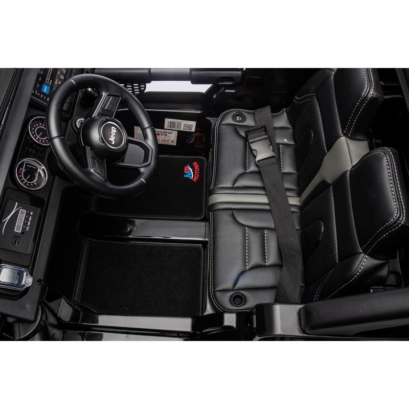 Auto Elettrica Macchina per Bambini 2 Posti Jeep Wrangler Rubicon 12V Fuoristrada con Ruote in Gomma Sedile in Pelle Telecomando – Variante Nero