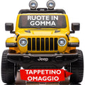 Auto Elettrica Macchina per Bambini 2 Posti Jeep Wrangler Rubicon 12V Fuoristrada con Ruote in Gomma Sedile in Pelle Telecomando – Variante Giallo