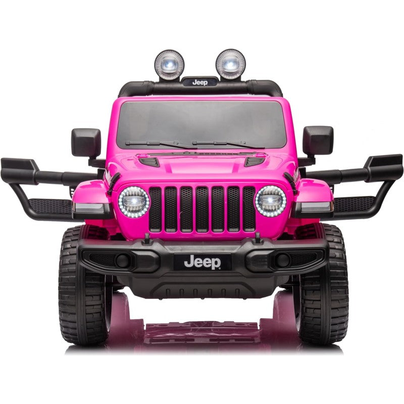 Auto Elettrica Macchina per Bambini 2 Posti Jeep Wrangler Rubicon 12V Fuoristrada con Ruote in Gomma Sedile in Pelle Telecomando – Variante Rosa