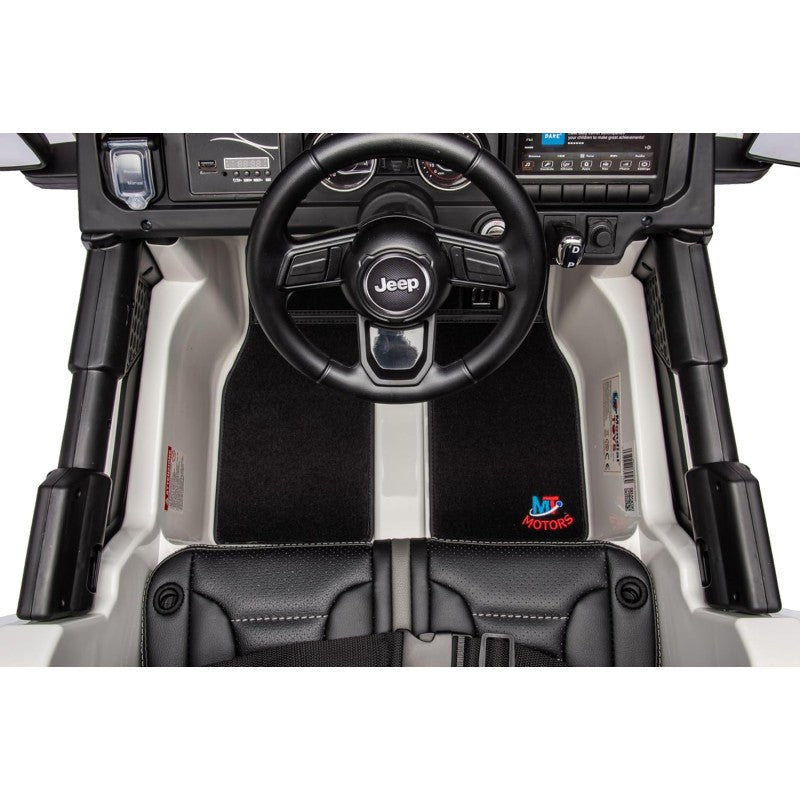 Auto Elettrica Macchina per Bambini 2 Posti Jeep Wrangler Rubicon 12V Fuoristrada con Ruote in Gomma Sedile in Pelle Telecomando – Variante Bianco