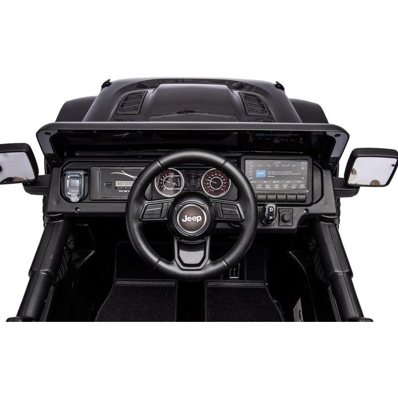 Auto Elettrica Macchina per Bambini 2 Posti Jeep Wrangler Rubicon 12V Fuoristrada con Ruote in Gomma Sedile in Pelle Telecomando – Variante Nero