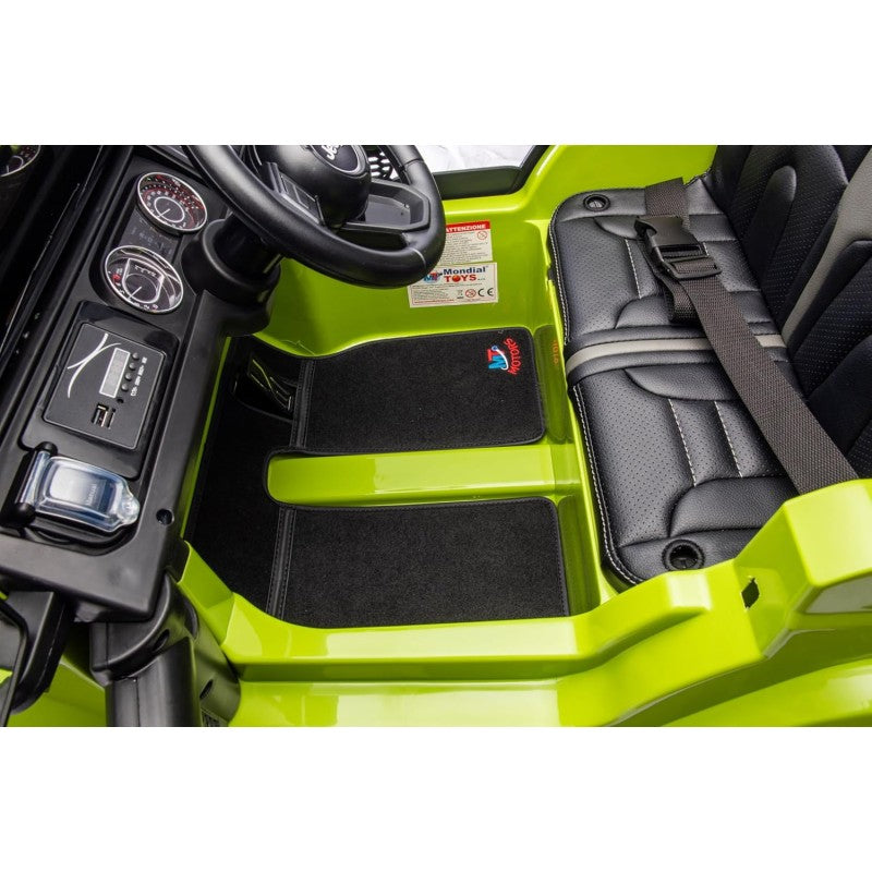 Auto Elettrica Macchina per Bambini 2 Posti Jeep Wrangler Rubicon 12V Fuoristrada con Ruote in Gomma Sedile in Pelle Telecomando – Variante Verde Militare