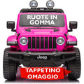 Auto Elettrica Macchina per Bambini 2 Posti Jeep Wrangler Rubicon 12V Fuoristrada con Ruote in Gomma Sedile in Pelle Telecomando – Variante Rosa