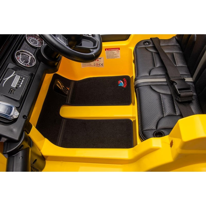 Auto Elettrica Macchina per Bambini 2 Posti Jeep Wrangler Rubicon 12V Fuoristrada con Ruote in Gomma Sedile in Pelle Telecomando – Variante Giallo