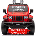 Auto Elettrica Macchina per Bambini 2 Posti Jeep Wrangler Rubicon 12V Fuoristrada con Ruote in Gomma Sedile in Pelle Telecomando