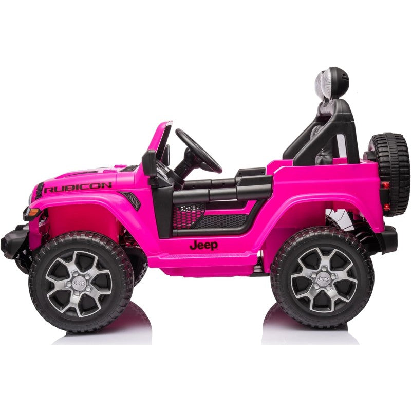 Auto Elettrica Macchina per Bambini 2 Posti Jeep Wrangler Rubicon 12V Fuoristrada con Ruote in Gomma Sedile in Pelle Telecomando – Variante Rosa