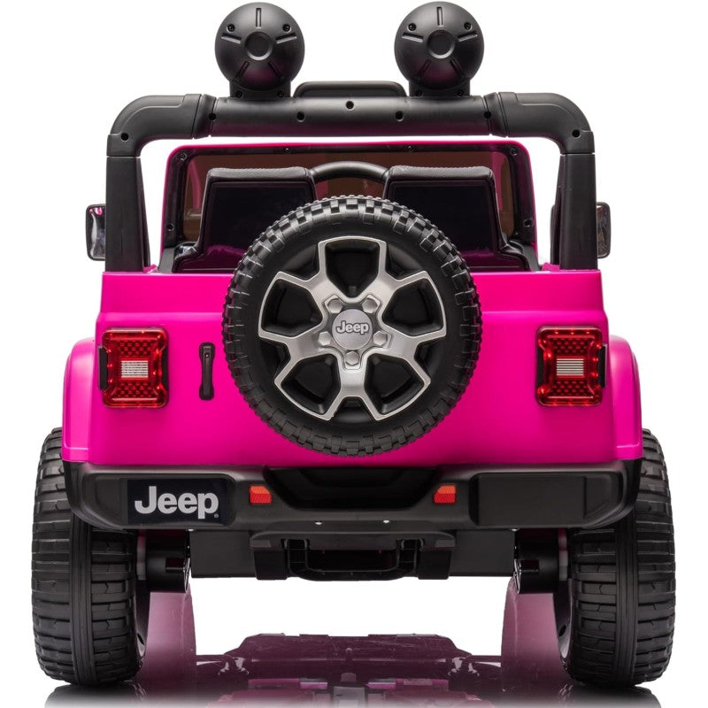 Auto Elettrica Macchina per Bambini 2 Posti Jeep Wrangler Rubicon 12V Fuoristrada con Ruote in Gomma Sedile in Pelle Telecomando – Variante Rosa