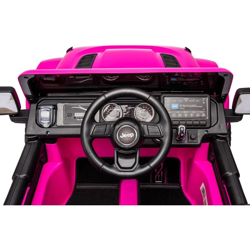 Auto Elettrica Macchina per Bambini 2 Posti Jeep Wrangler Rubicon 12V Fuoristrada con Ruote in Gomma Sedile in Pelle Telecomando – Variante Rosa