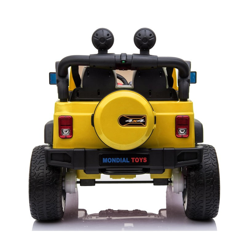 Auto Elettrica Macchina Per Bambini 2 Posti Maxi Fuoristrada 12V con Telecomando Ruote in Gomma – Variante Giallo