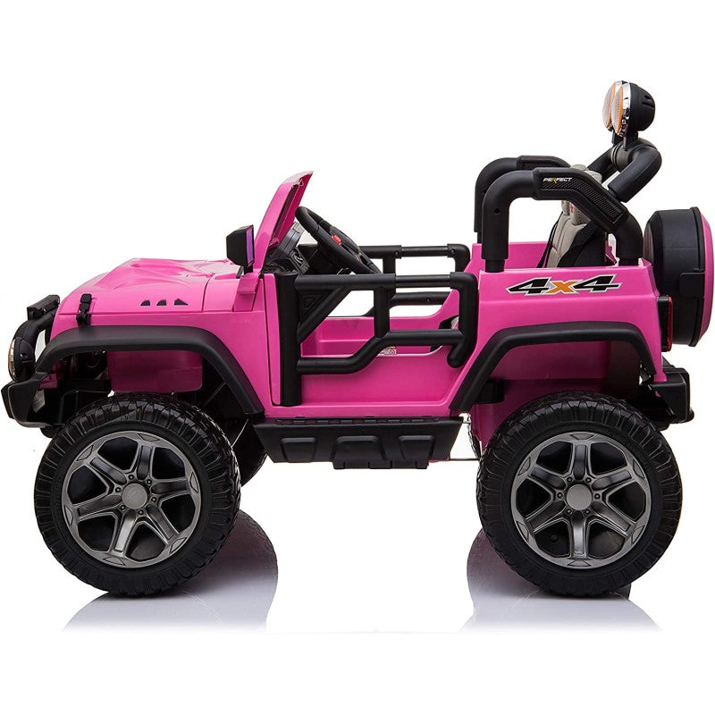 Auto Elettrica Macchina Per Bambini 2 Posti Maxi Fuoristrada 12V con Telecomando Ruote in Gomma – Variante Rosa