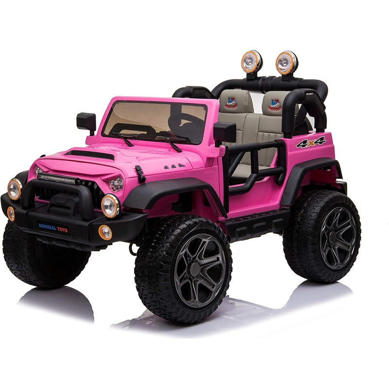 Auto Elettrica Macchina Per Bambini 2 Posti Maxi Fuoristrada 12V con Telecomando Ruote in Gomma - Rosa