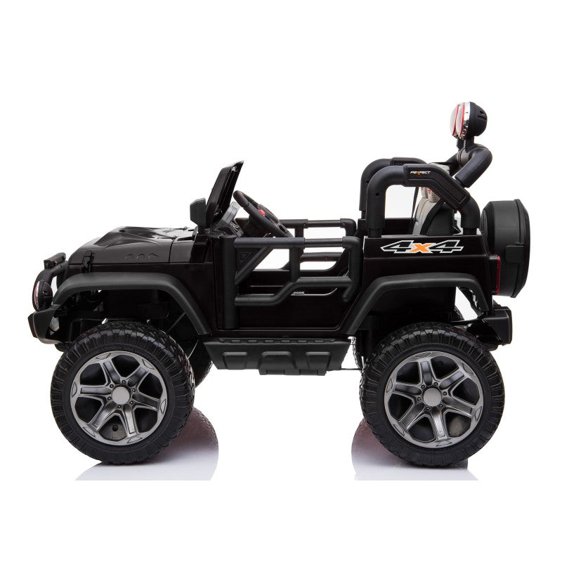 Auto Elettrica Macchina Per Bambini 2 Posti Maxi Fuoristrada 12V con Telecomando Ruote in Gomma – Variante Nero