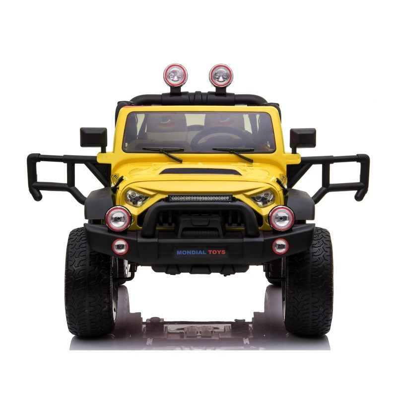Auto Elettrica Macchina Per Bambini 2 Posti Maxi Fuoristrada 12V con Telecomando Ruote in Gomma – Variante Giallo