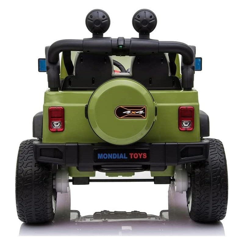 Auto Elettrica Macchina Per Bambini 2 Posti Maxi Fuoristrada 12V con Telecomando Ruote in Gomma – Variante Verde Militare