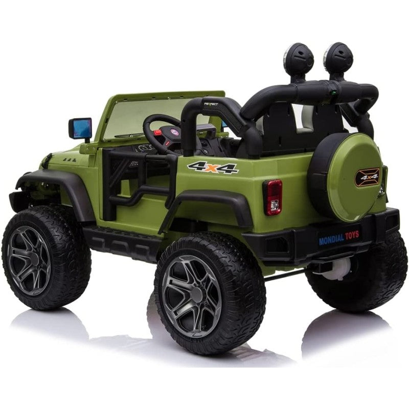 Auto Elettrica Macchina Per Bambini 2 Posti Maxi Fuoristrada 12V con Telecomando Ruote in Gomma – Variante Verde Militare