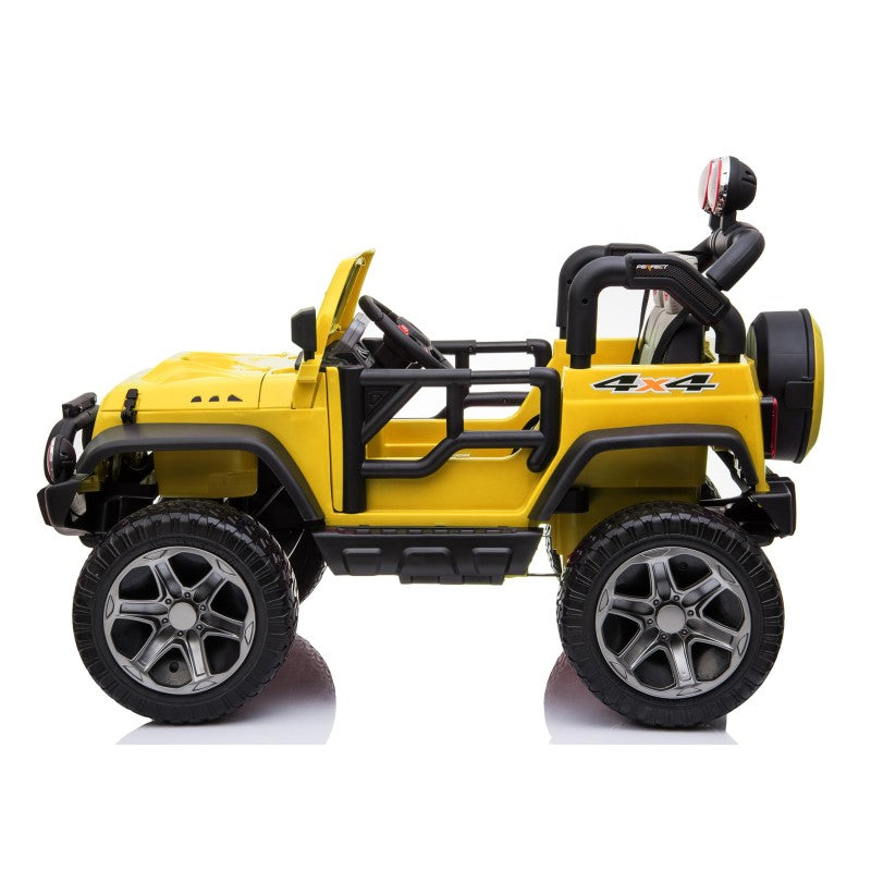 Auto Elettrica Macchina Per Bambini 2 Posti Maxi Fuoristrada 12V con Telecomando Ruote in Gomma – Variante Giallo