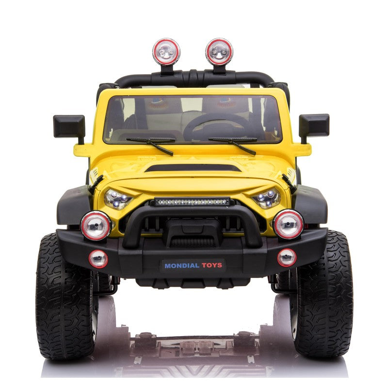 Auto Elettrica Macchina Per Bambini 2 Posti Maxi Fuoristrada 12V con Telecomando Ruote in Gomma – Variante Giallo