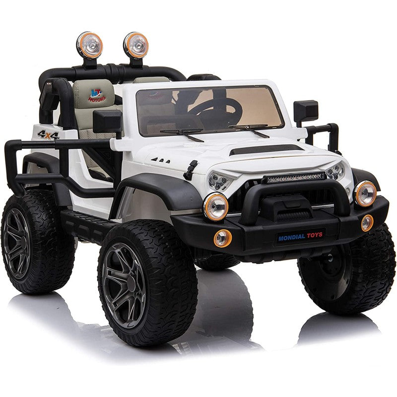 Auto Elettrica Macchina Per Bambini 2 Posti Maxi Fuoristrada 12V con Telecomando Ruote in Gomma – Variante Bianco