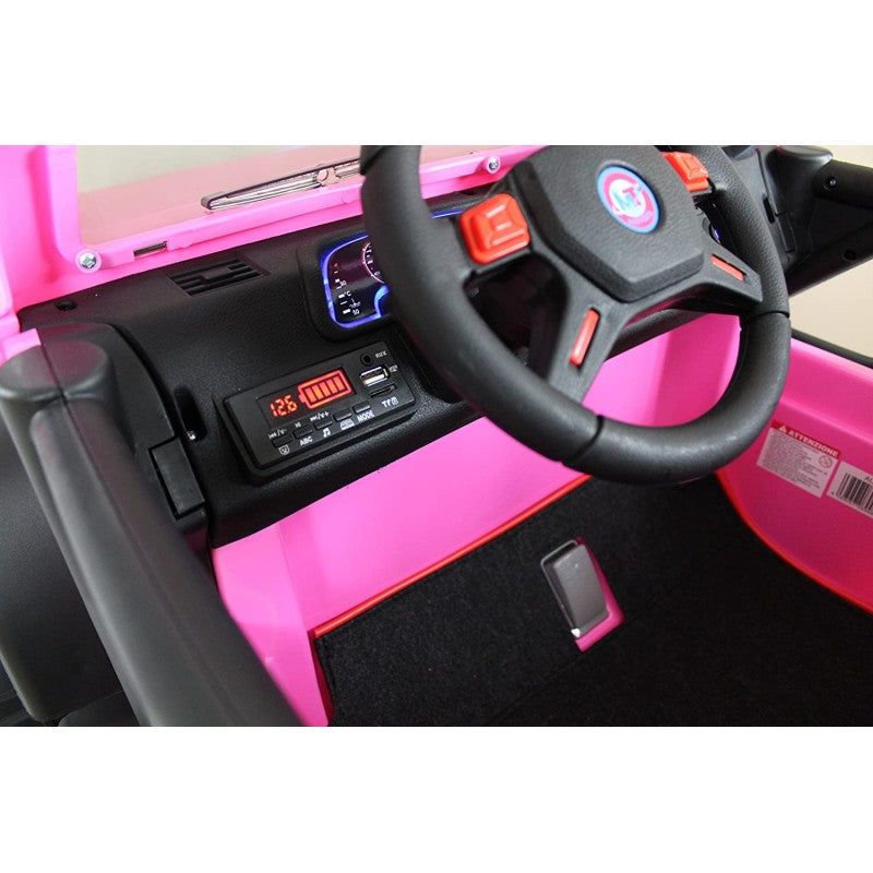 Auto Elettrica Macchina Per Bambini 2 Posti Maxi Fuoristrada 12V con Telecomando Ruote in Gomma – Variante Rosa