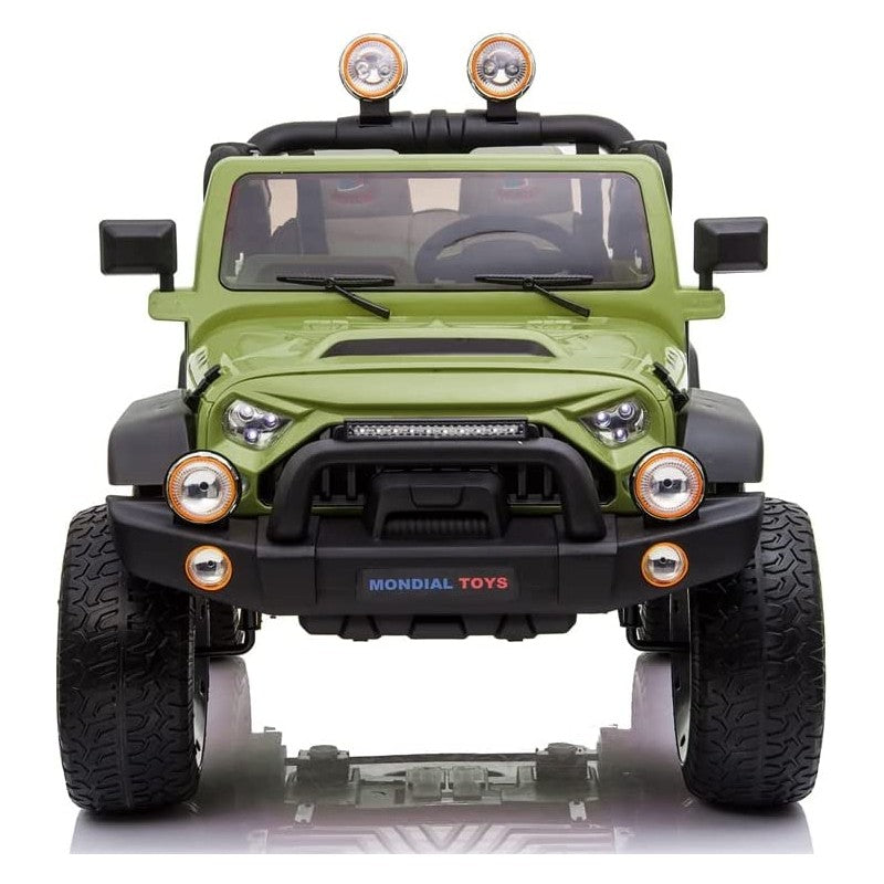 Auto Elettrica Macchina Per Bambini 2 Posti Maxi Fuoristrada 12V con Telecomando Ruote in Gomma – Variante Verde Militare