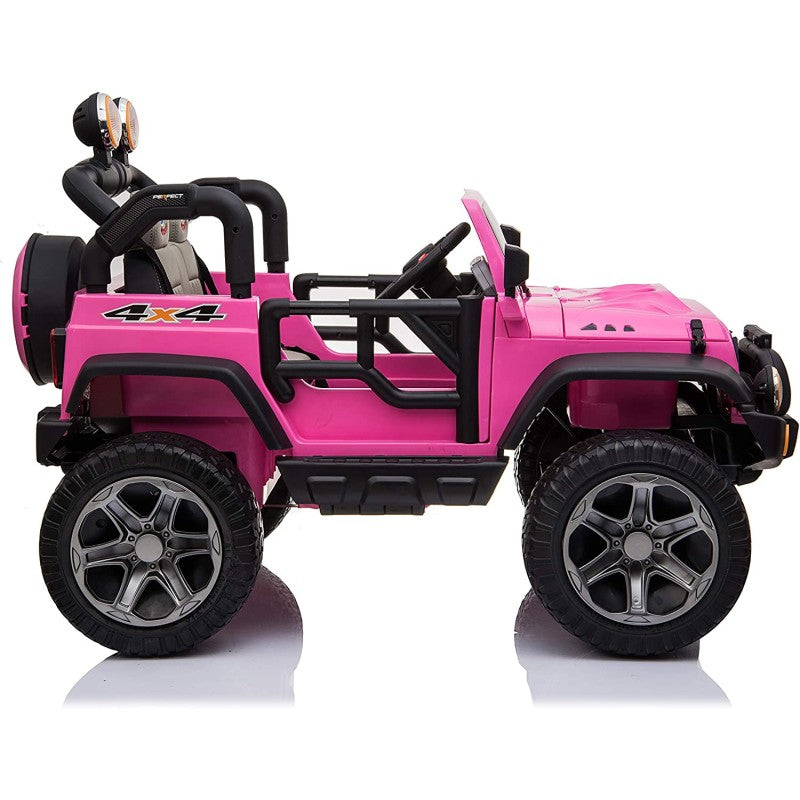 Auto Elettrica Macchina Per Bambini 2 Posti Maxi Fuoristrada 12V con Telecomando Ruote in Gomma – Variante Rosa