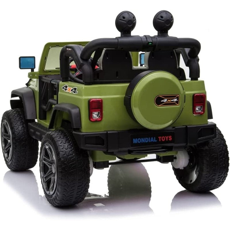 Auto Elettrica Macchina Per Bambini 2 Posti Maxi Fuoristrada 12V con Telecomando Ruote in Gomma – Variante Verde Militare