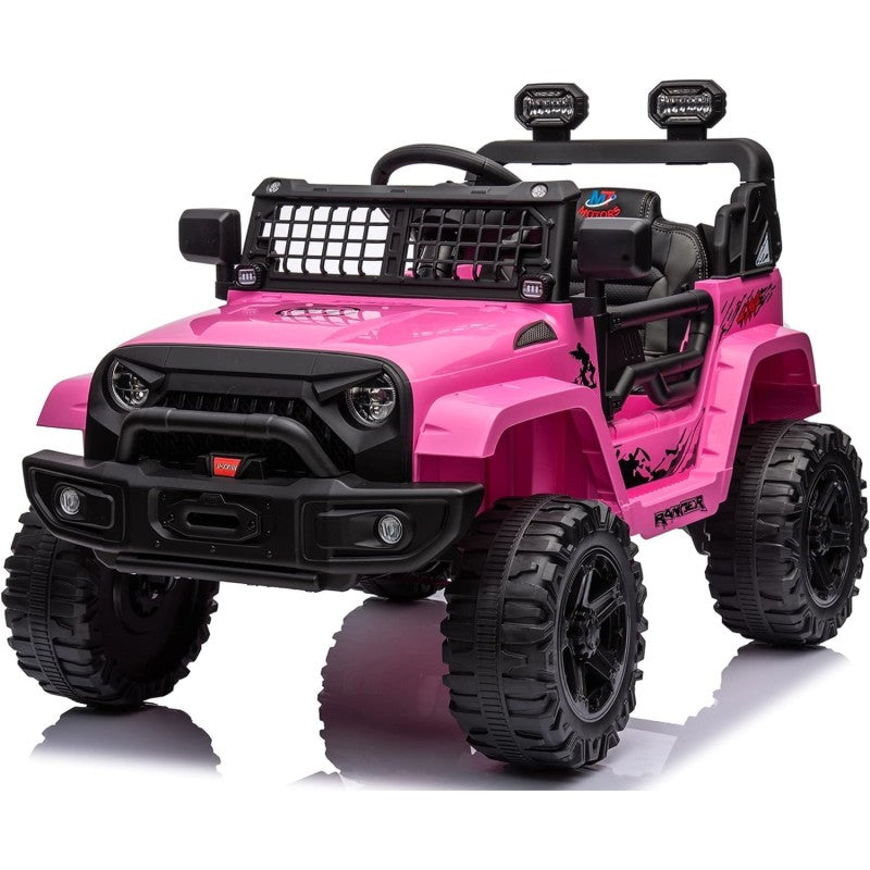 Auto Elettrica Macchina per Bambini Baby Fuoristrada 12V con Sedile in Pelle Tappetini Omaggio Full Optional - Rosa