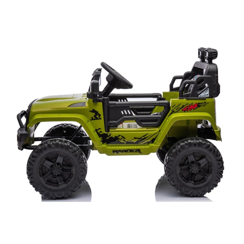 Auto Elettrica Macchina per Bambini Baby Fuoristrada 12V con Sedile in Pelle Tappetini Omaggio Full Optional – Variante Verde Militare