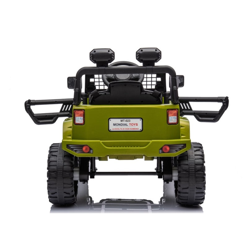 Auto Elettrica Macchina per Bambini Baby Fuoristrada 12V con Sedile in Pelle Tappetini Omaggio Full Optional – Variante Verde Militare