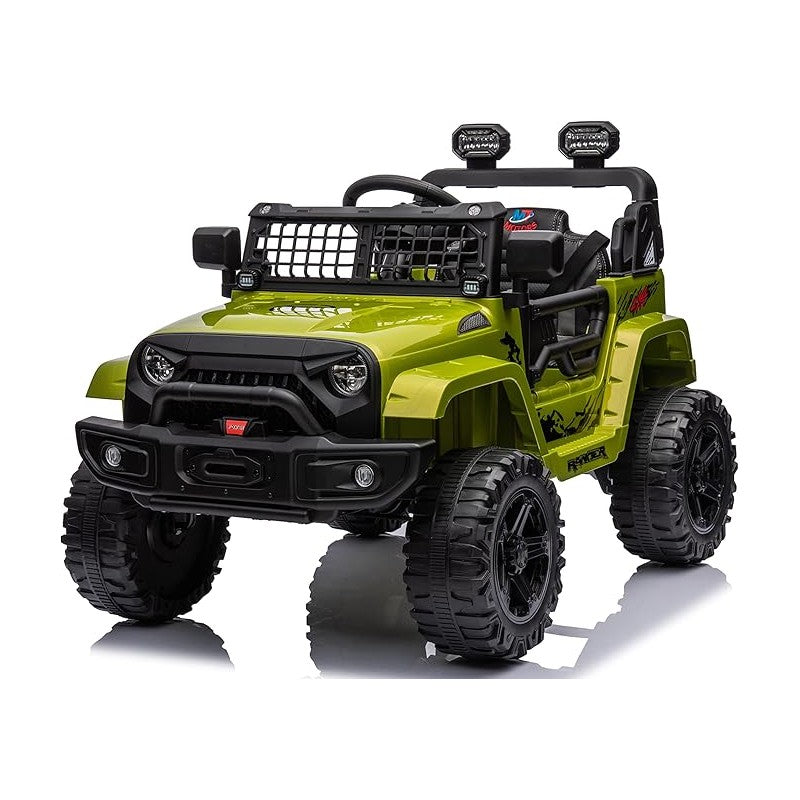 Auto Elettrica Macchina per Bambini Baby Fuoristrada 12V con Sedile in Pelle Tappetini Omaggio Full Optional - Verde Militare